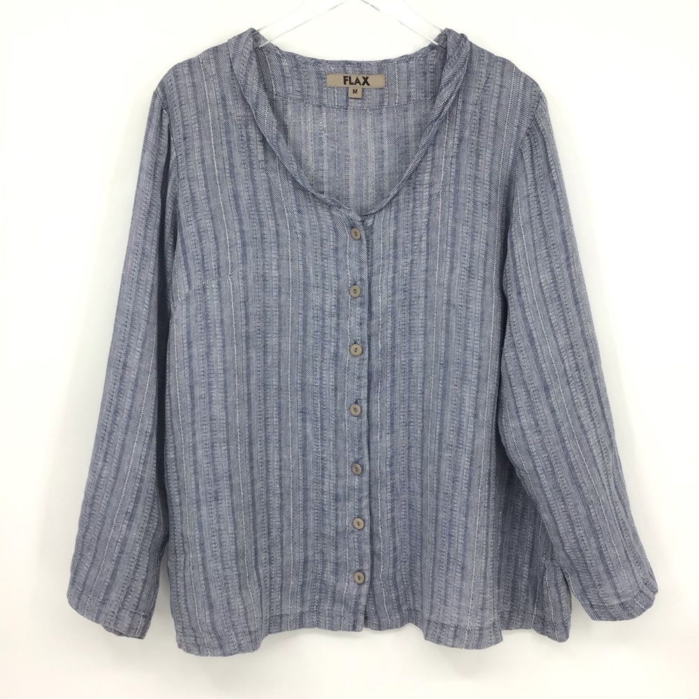 Flax Button Down Light Blue Top